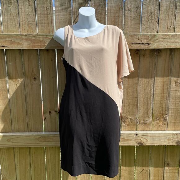 Trina Turk dresses asymmetrical sleeve color block knee length dress - Picture 1 of 4